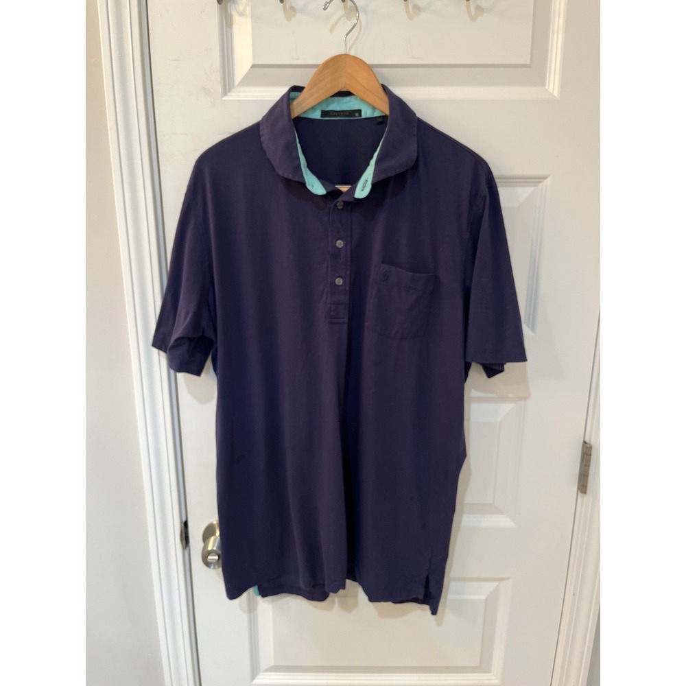 Greyson‎ Mens XL Polo Shirt Navy Blue Pima Cotton Blend Short Sleeve Pocket Golf